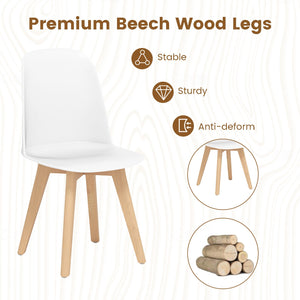 Modern Dining Chair Set of 2 with Solid Beech Wood Legs and Tilt Backrest-White view 6
