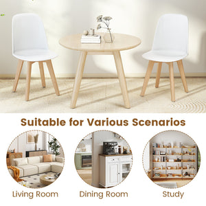 Modern Dining Chair Set of 2 with Solid Beech Wood Legs and Tilt Backrest-White view 9