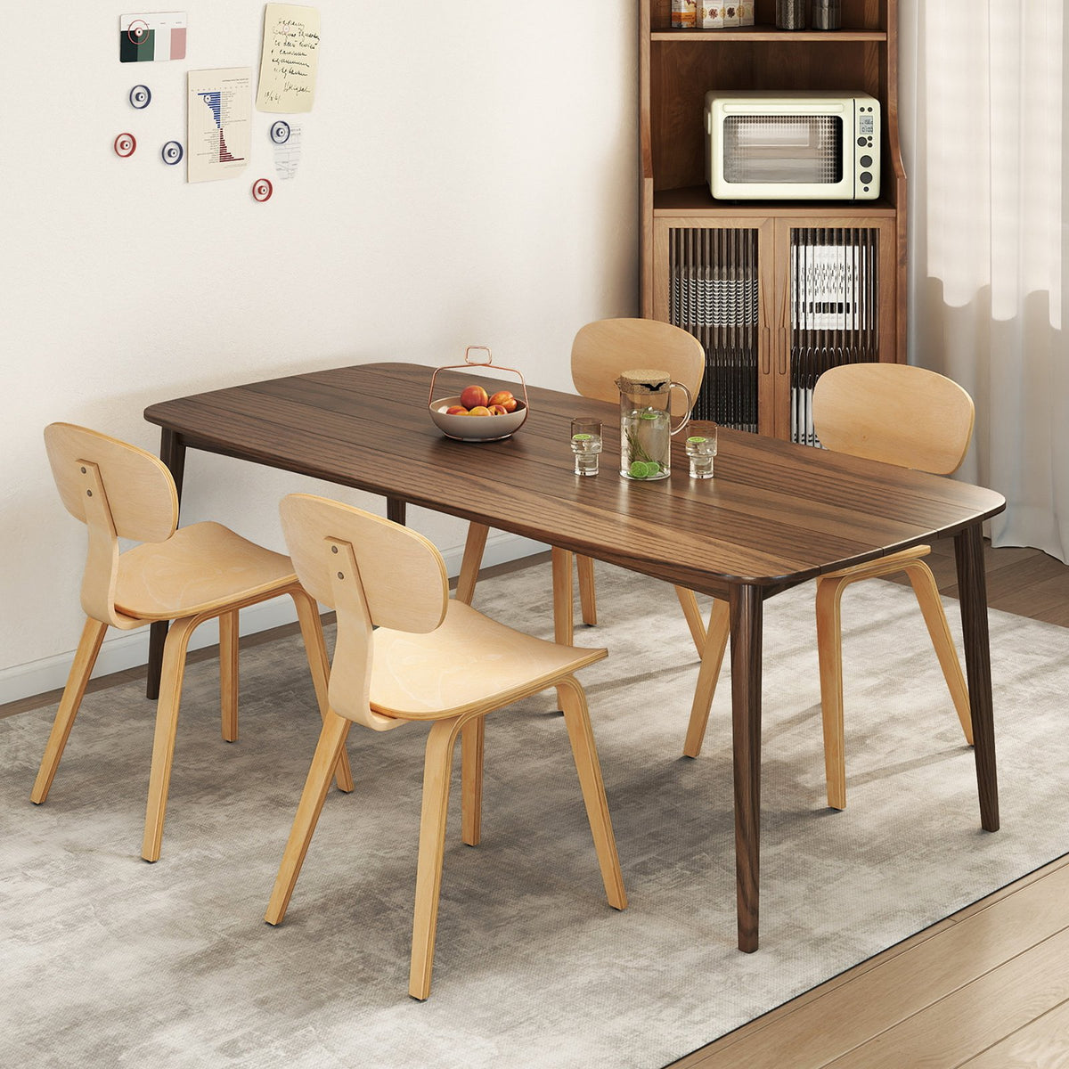 Modern Dining Chair Set of 4 with Wide Seat-Natural view 2