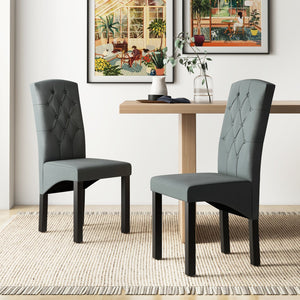 Modern Dining Chair with High Backrest High-density Sponge Cushion-Dark Gray view 3