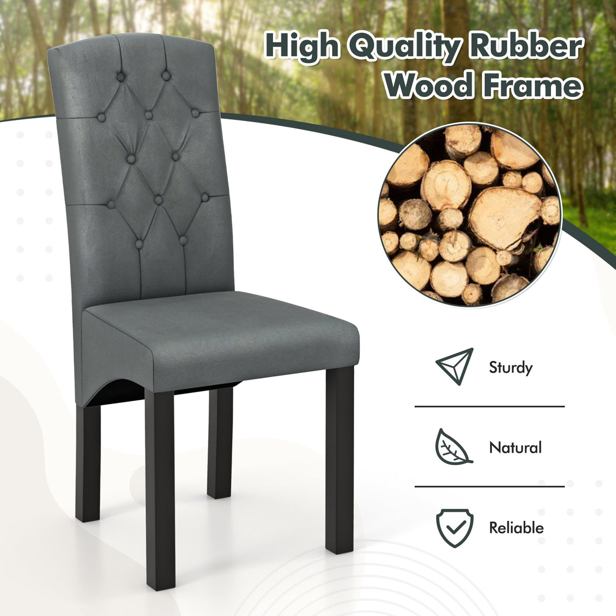 Modern Dining Chair with High Backrest High-density Sponge Cushion-Dark Gray view 6
