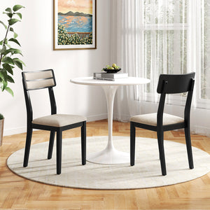 Modern Dining Chairs Set of 2 with Tilt Backrest for Dining Room-Black view 2