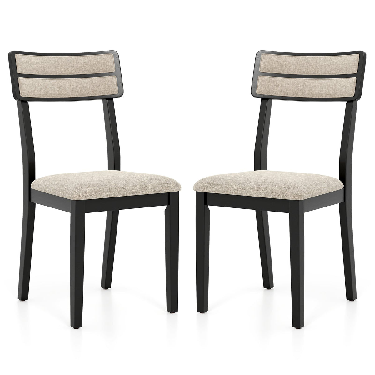 Modern Dining Chairs Set of 2 with Tilt Backrest for Dining Room-Black view 3