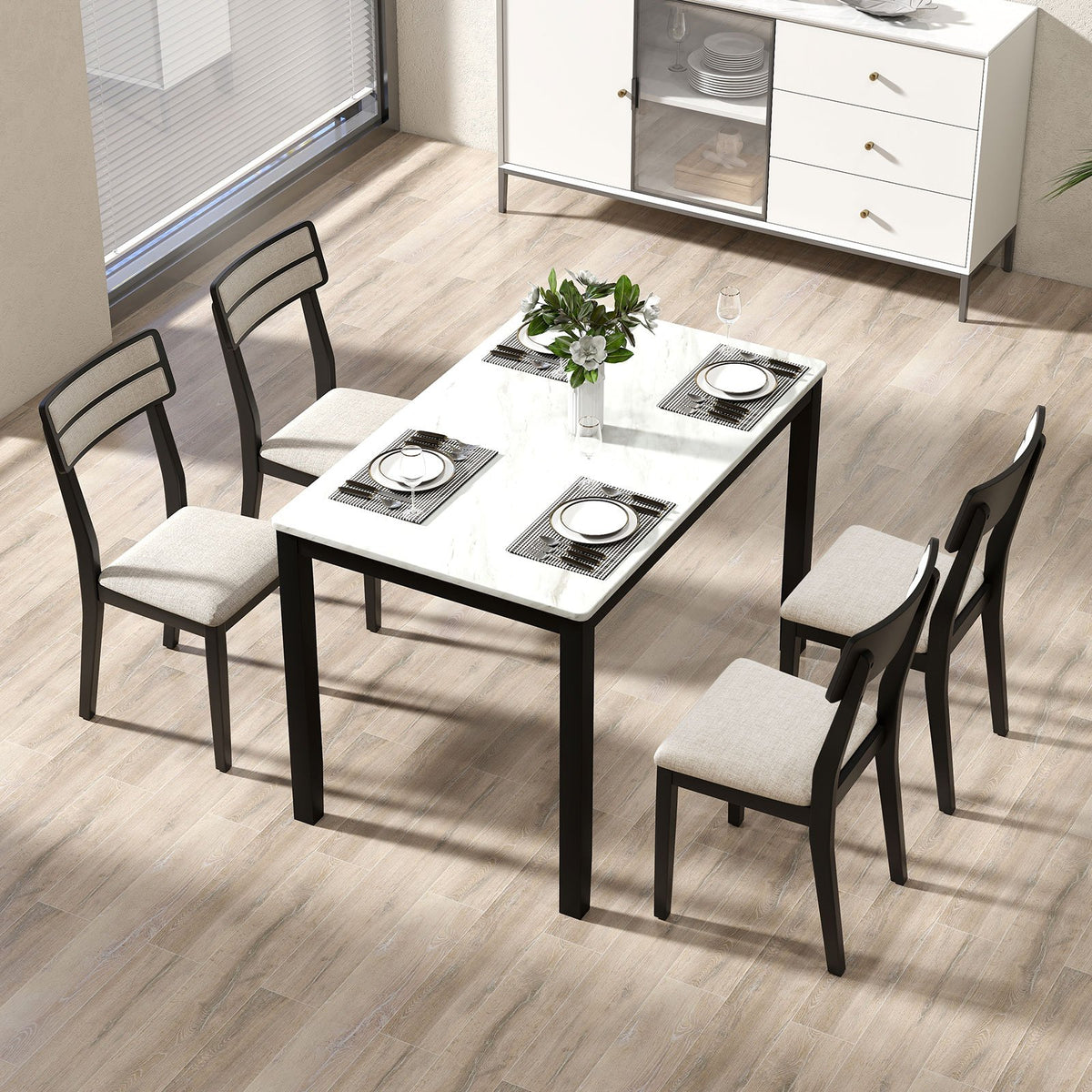 Modern Dining Chairs Set of 4 with Tilt Backrest for Dining Room-Black view 2