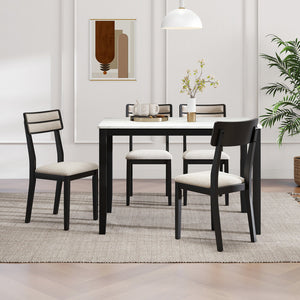 Modern Dining Chairs Set of 4 with Tilt Backrest for Dining Room-Black view 3