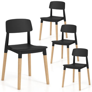 Modern Dining Side Chairs Set of 4 with Ergonomic Backrest for Dining Room-Black view 4
