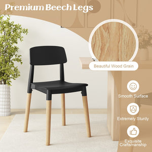 Modern Dining Side Chairs Set of 4 with Ergonomic Backrest for Dining Room-Black view 7