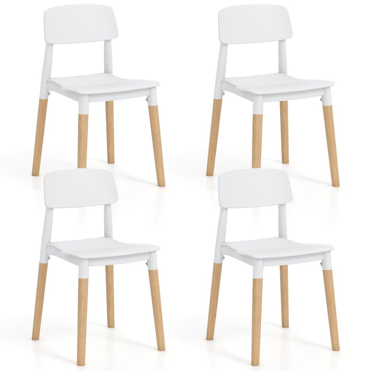 Modern Dining Side Chairs Set of 4 with Ergonomic Backrest for Dining Room-White