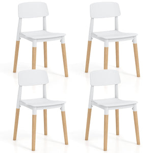 Modern Dining Side Chairs Set of 4 with Ergonomic Backrest for Dining Room-White