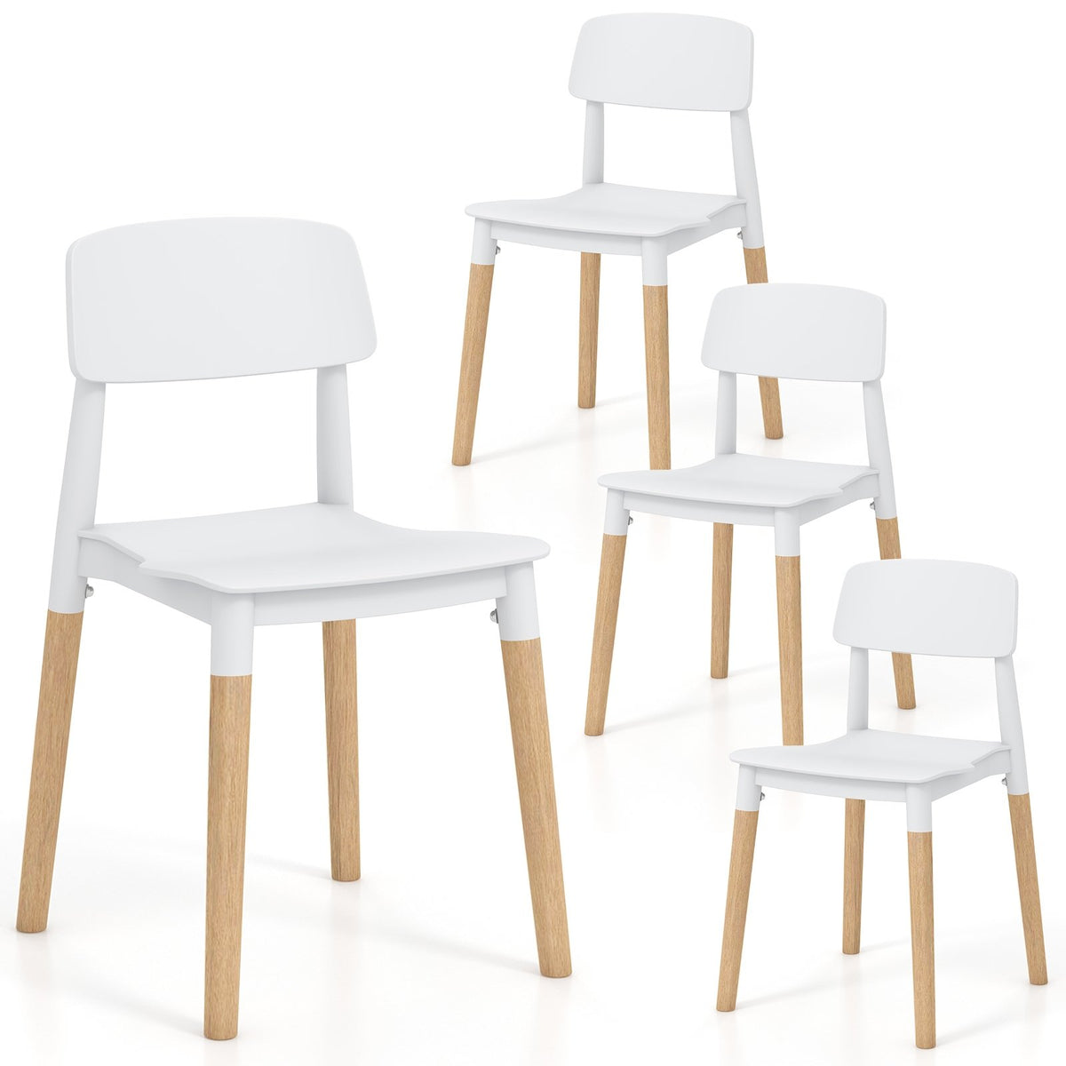Modern Dining Side Chairs Set of 4 with Ergonomic Backrest for Dining Room-White view 4