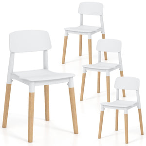 Modern Dining Side Chairs Set of 4 with Ergonomic Backrest for Dining Room-White view 4