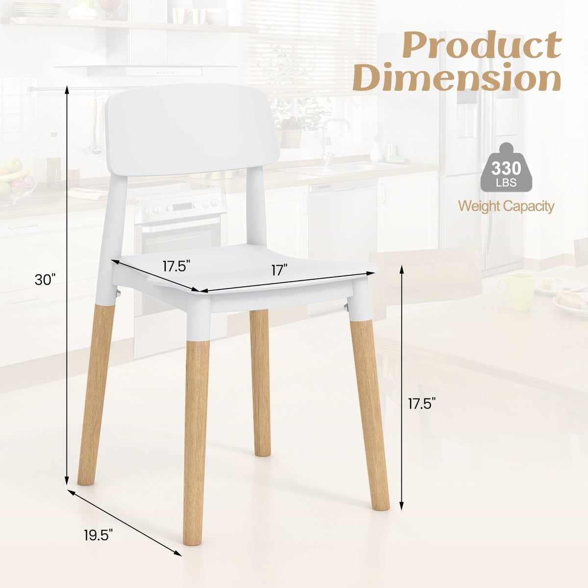Modern Dining Side Chairs Set of 4 with Ergonomic Backrest for Dining Room-White view 5