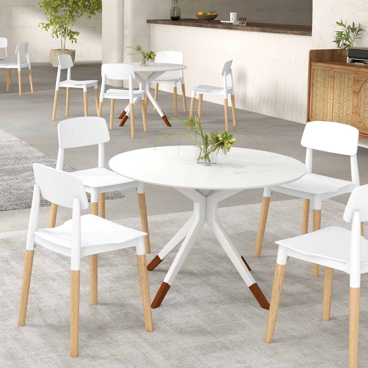 Modern Dining Side Chairs Set of 4 with Ergonomic Backrest for Dining Room-White view 6