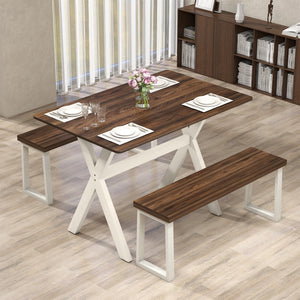 Modern Dining Table Wooden Kitchen Table with X-shaped Frame-White view 3