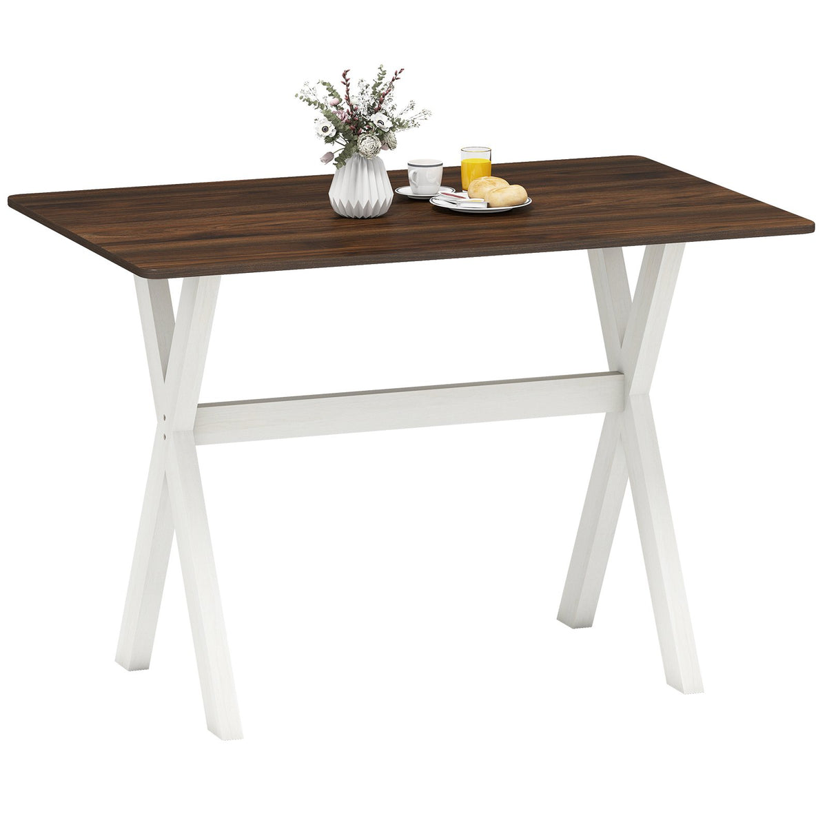 Modern Dining Table Wooden Kitchen Table with X-shaped Frame-White view 4