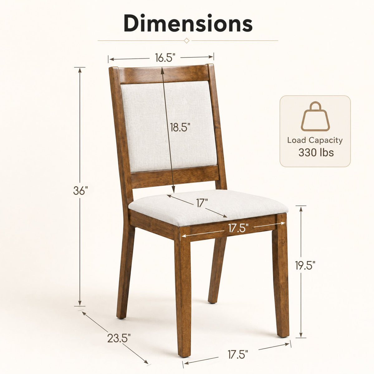 Modern Dining Upholstered Kitchen Chair Set of 2 with Padded Backrest-Brown view 4