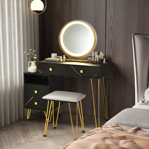 Modern Dressing Table with Storage Cabinet-Black view 2
