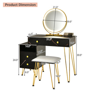 Modern Dressing Table with Storage Cabinet-Black view 4
