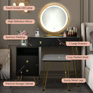 Modern Dressing Table with Storage Cabinet-Black view 5