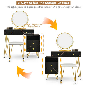 Modern Dressing Table with Storage Cabinet-Black view 7