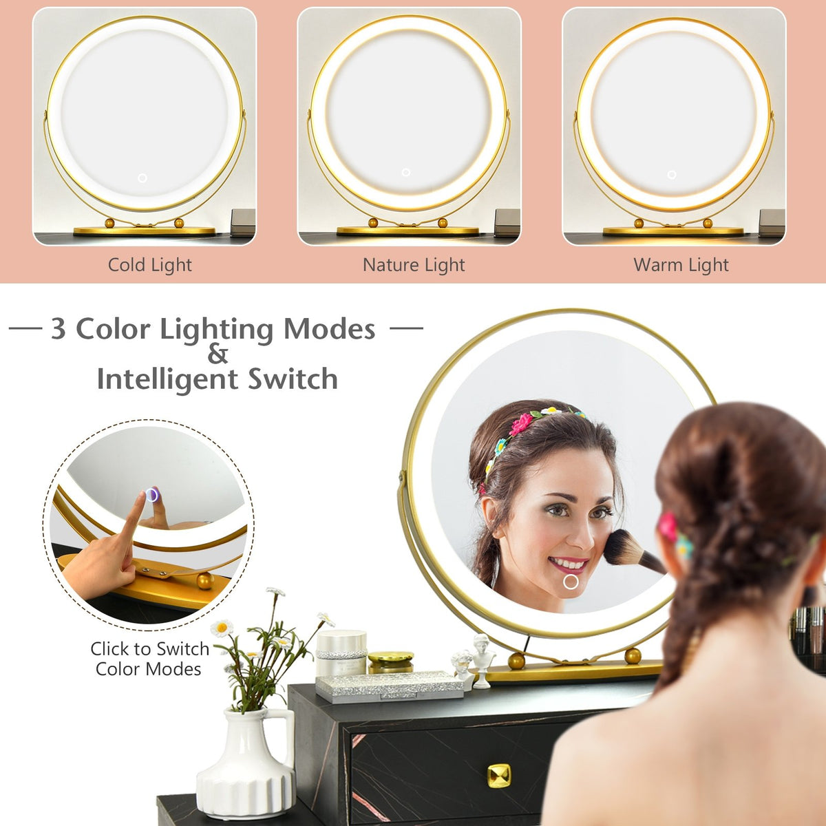 Modern Dressing Table with Storage Cabinet-Black view 8