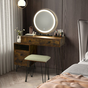 Modern Dressing Table with Storage Cabinet-Rustic Brown view 2