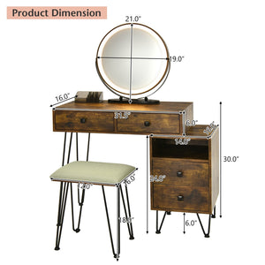 Modern Dressing Table with Storage Cabinet-Rustic Brown view 4