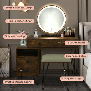 Modern Dressing Table with Storage Cabinet-Rustic Brown view 5