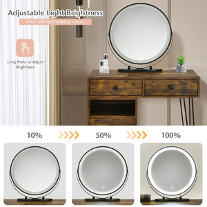 Modern Dressing Table with Storage Cabinet-Rustic Brown view 6