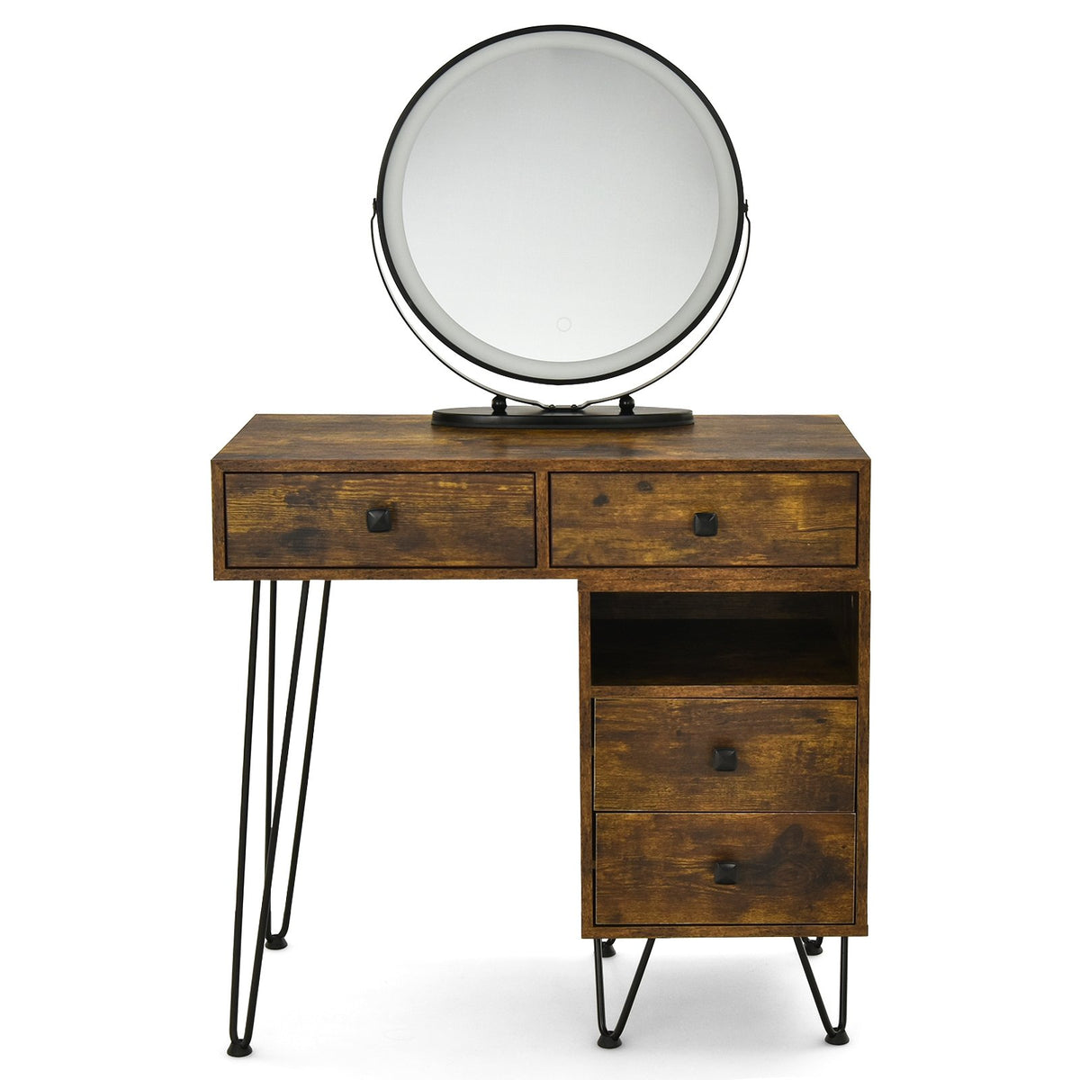 Modern Dressing Table with Storage Cabinet-Rustic Brown view 7