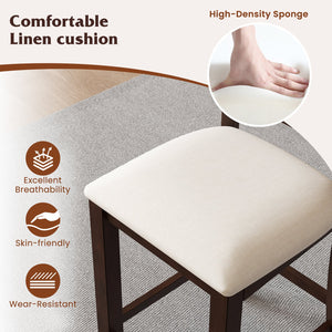 Modern Farmhouse Counter Height Stools with Footrest and Cushion-Walnut view 6
