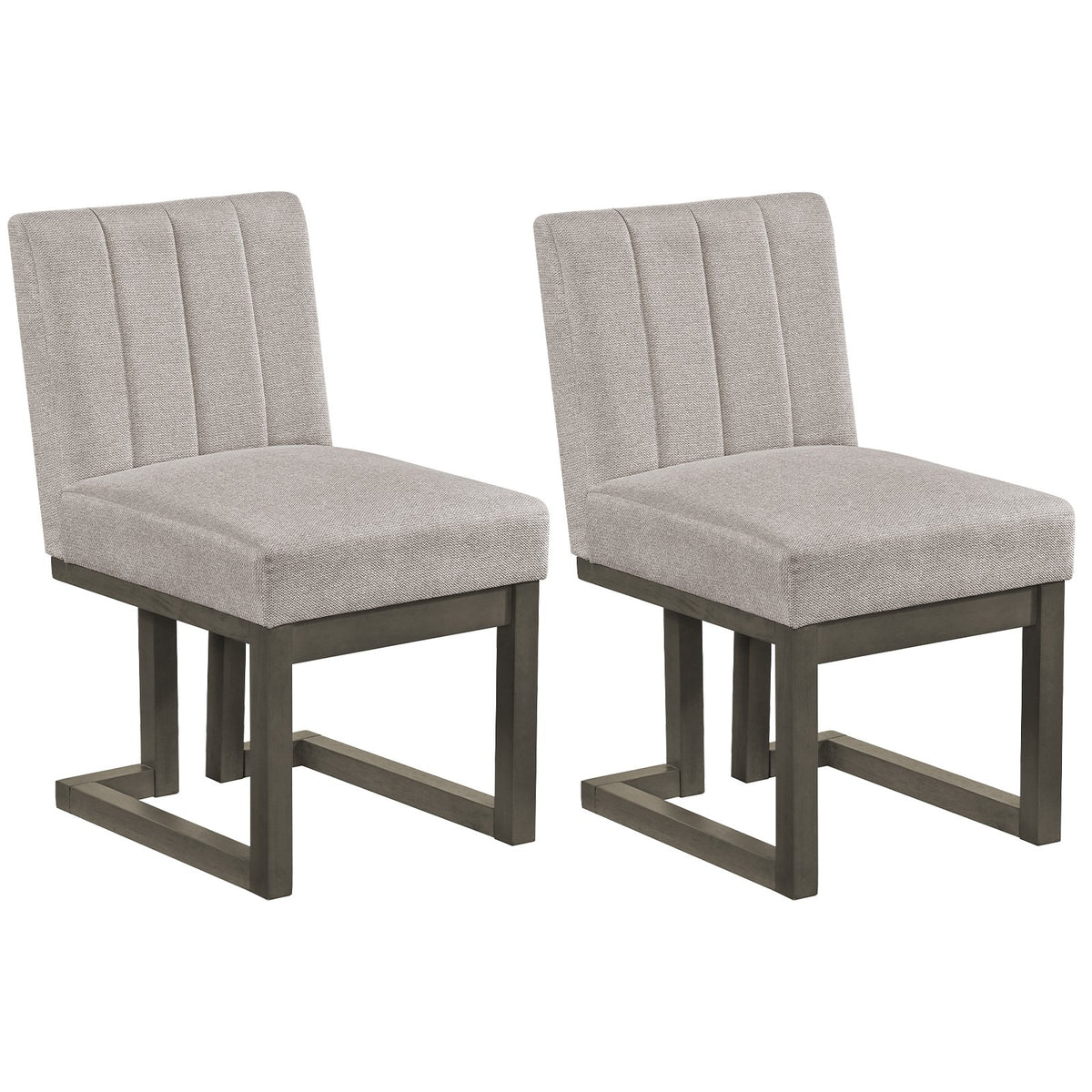Modern Farmhouse Fabric Dining Chairs Set of 2 with 5.5 inches Thickened Padded Seat-Gray