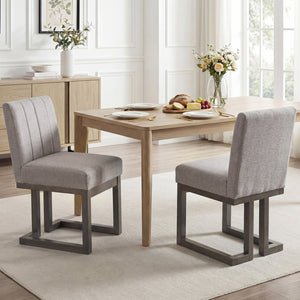 Modern Farmhouse Fabric Dining Chairs Set of 2 with 5.5 inches Thickened Padded Seat-Gray view 3
