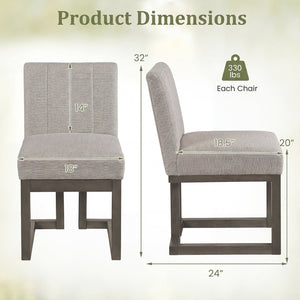 Modern Farmhouse Fabric Dining Chairs Set of 2 with 5.5 inches Thickened Padded Seat-Gray view 4