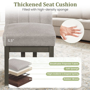 Modern Farmhouse Fabric Dining Chairs Set of 2 with 5.5 inches Thickened Padded Seat-Gray view 6