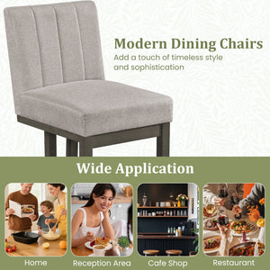 Modern Farmhouse Fabric Dining Chairs Set of 2 with 5.5 inches Thickened Padded Seat-Gray view 8