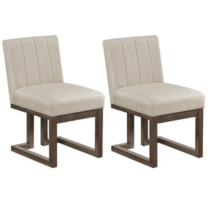 Modern Farmhouse Fabric Dining Chairs Set of 2 with 5.5 inches Thickened Padded Seat-Walnut