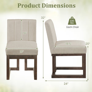 Modern Farmhouse Fabric Dining Chairs Set of 2 with 5.5 inches Thickened Padded Seat-Walnut view 4