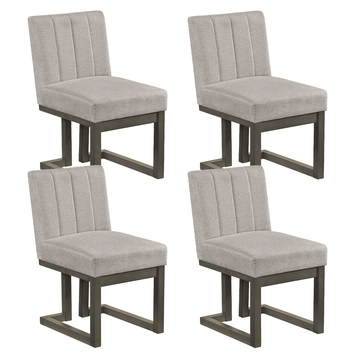Modern Farmhouse Fabric Dining Chairs Set of 4 with 5.5 inches Thickened Padded Seat-Gray