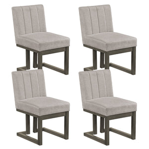 Modern Farmhouse Fabric Dining Chairs Set of 4 with 5.5 inches Thickened Padded Seat-Gray