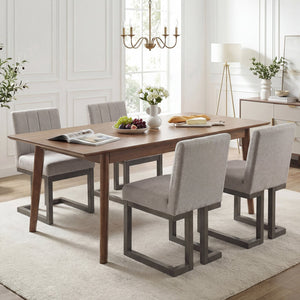 Modern Farmhouse Fabric Dining Chairs Set of 4 with 5.5 inches Thickened Padded Seat-Gray view 3