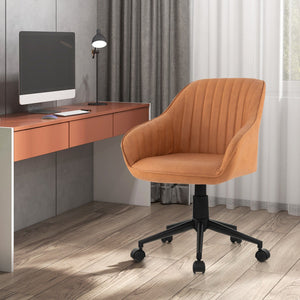 Modern Home Office Chair with Curved Backrest and Comfortable Armrests-Brown view 3