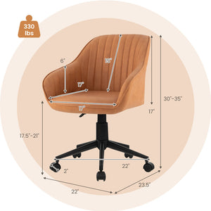 Modern Home Office Chair with Curved Backrest and Comfortable Armrests-Brown view 4