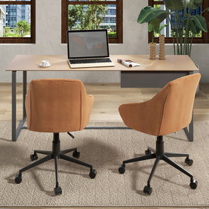 Modern Home Office Chair with Curved Backrest and Comfortable Armrests-Brown view 5