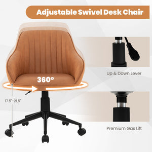 Modern Home Office Chair with Curved Backrest and Comfortable Armrests-Brown view 7