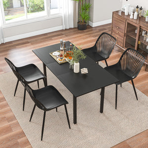 Modern Kitchen Chairs with Metal Legs, Cutout Backrest, Curved Seat for Dining Room Home Office-Black view 2