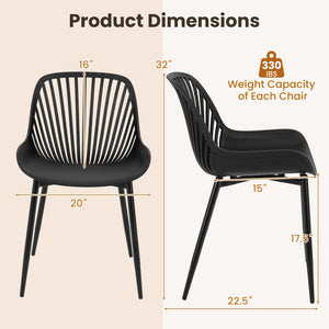 Modern Kitchen Chairs with Metal Legs, Cutout Backrest, Curved Seat for Dining Room Home Office-Black view 4