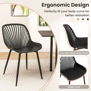 Modern Kitchen Chairs with Metal Legs, Cutout Backrest, Curved Seat for Dining Room Home Office-Black view 7