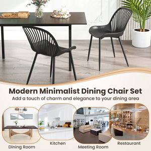 Modern Kitchen Chairs with Metal Legs, Cutout Backrest, Curved Seat for Dining Room Home Office-Black view 9