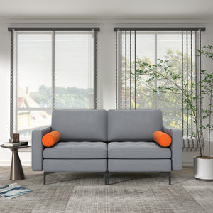 Modern Loveseat Sofa with 2 Bolsters and Side Storage Pocket-Gray view 6